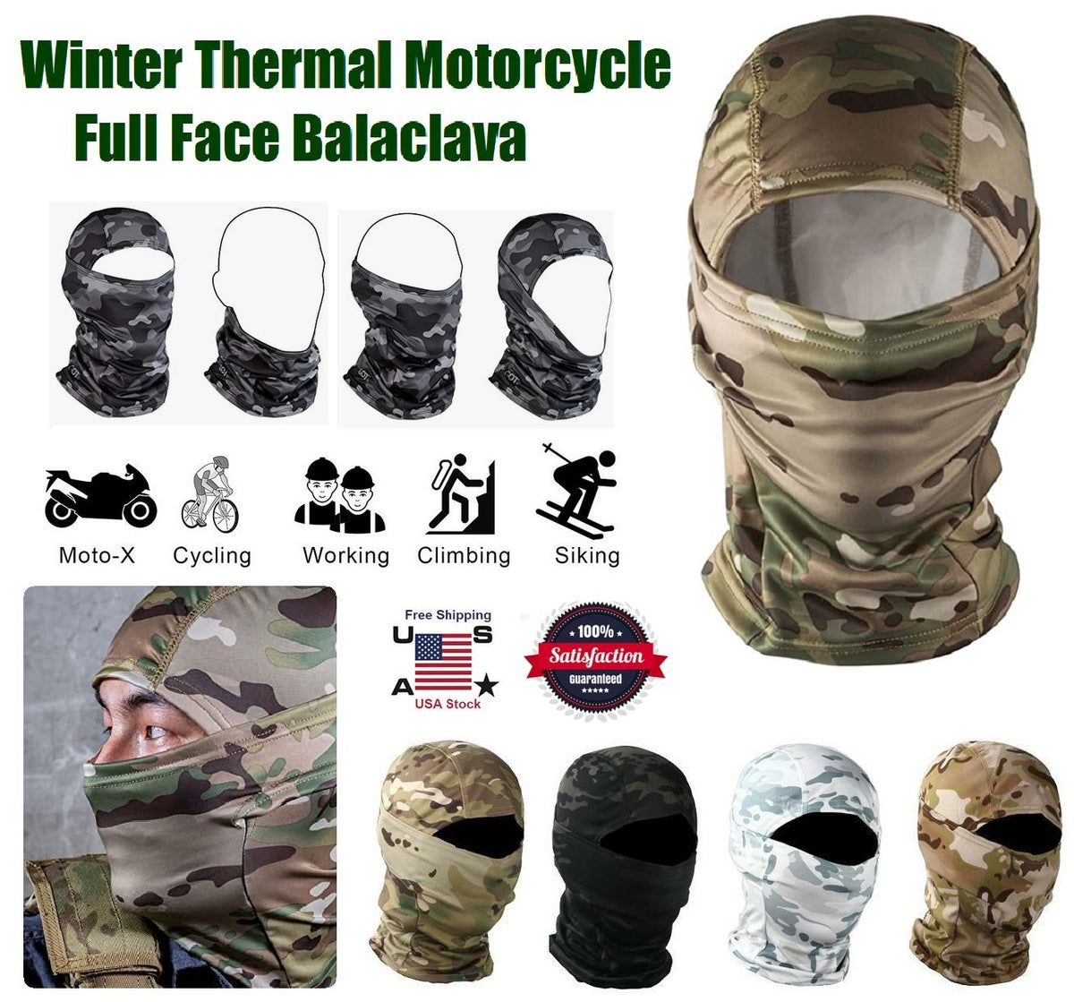 Tactical Full Face Mask for Outdoor Activities - Military Balaclava