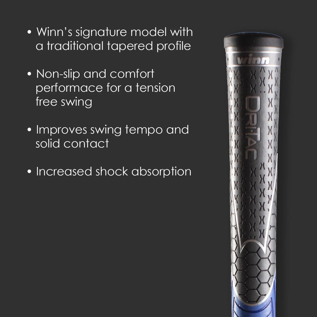Golf Grip Winn Dri-Tac Grey Blue Standard 0.600 Core 48g