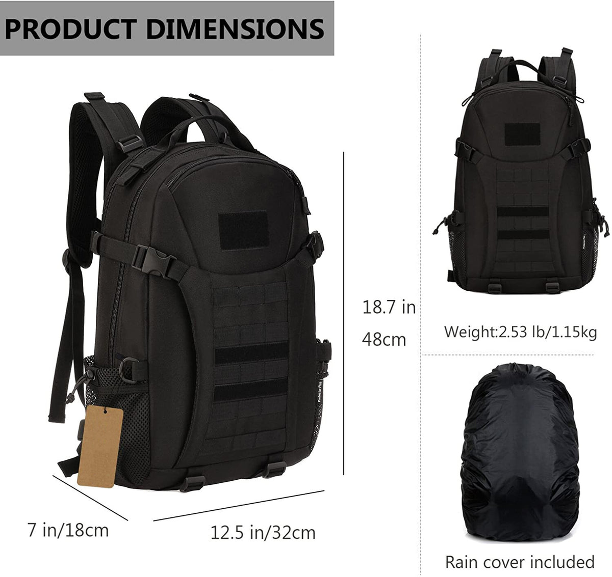 Military Tactical Backpack 30L Waterproof Rucksack for Hiking & Outdoor Activities