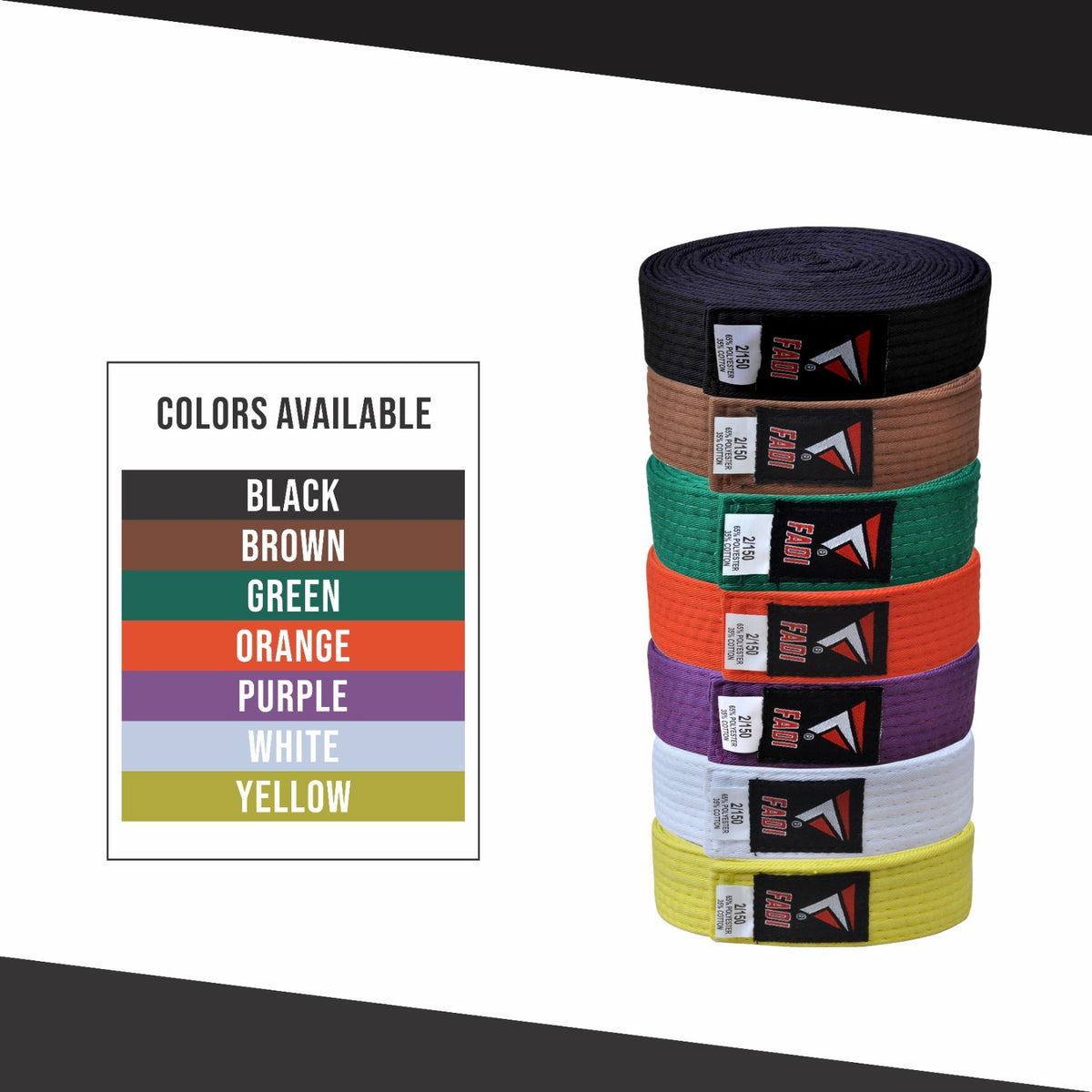 Martial Arts Belt for Karate Taekwondo Judo Unisex Kids & Adults - Durable Cotton-Poly Blend