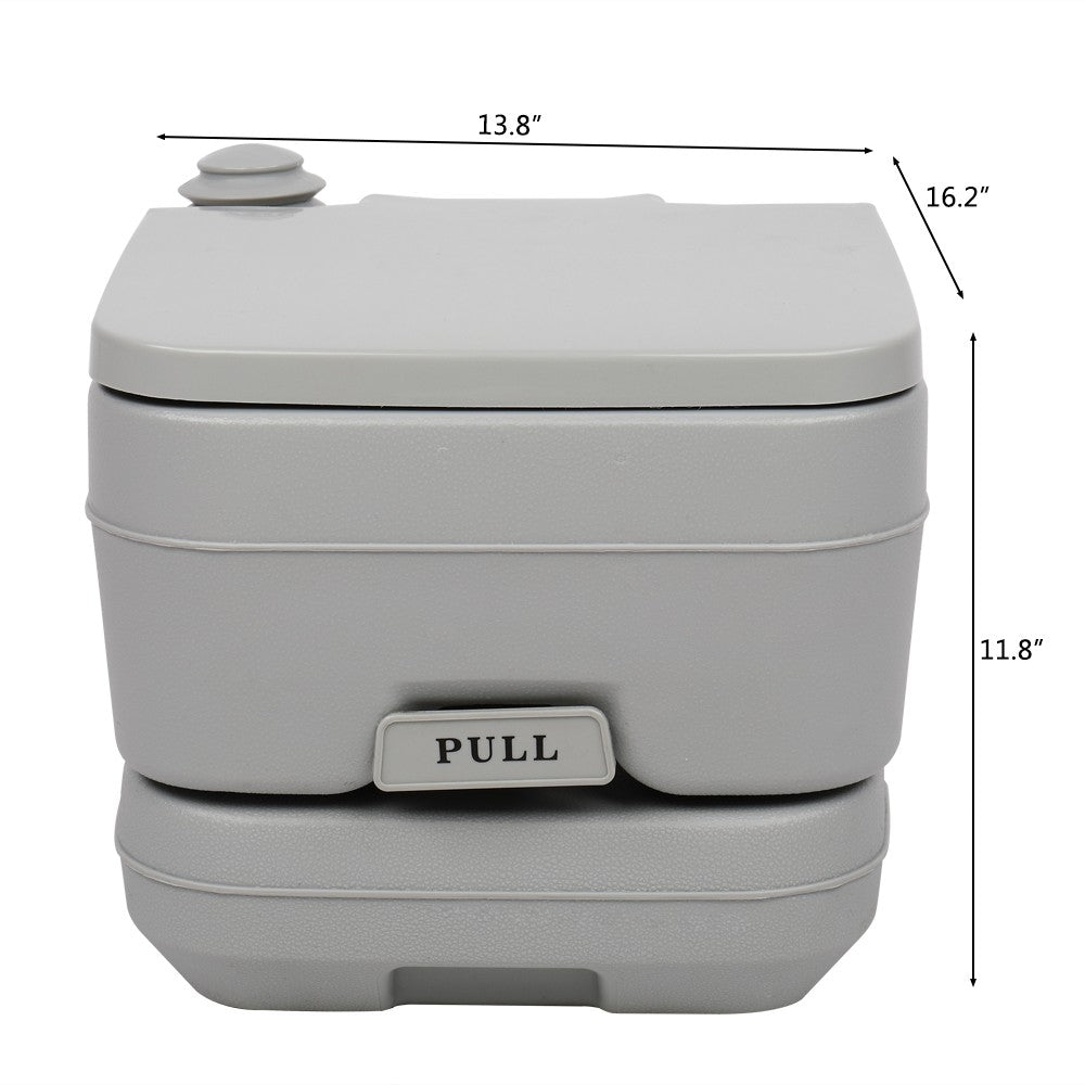 10L Portable Camping Toilet with Flush System Gray - Travel & Hiking Potty