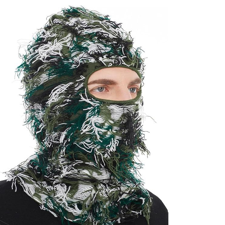 Distressed Knitted Full Face Ski Mask - Windproof Winter Hat for Men Women