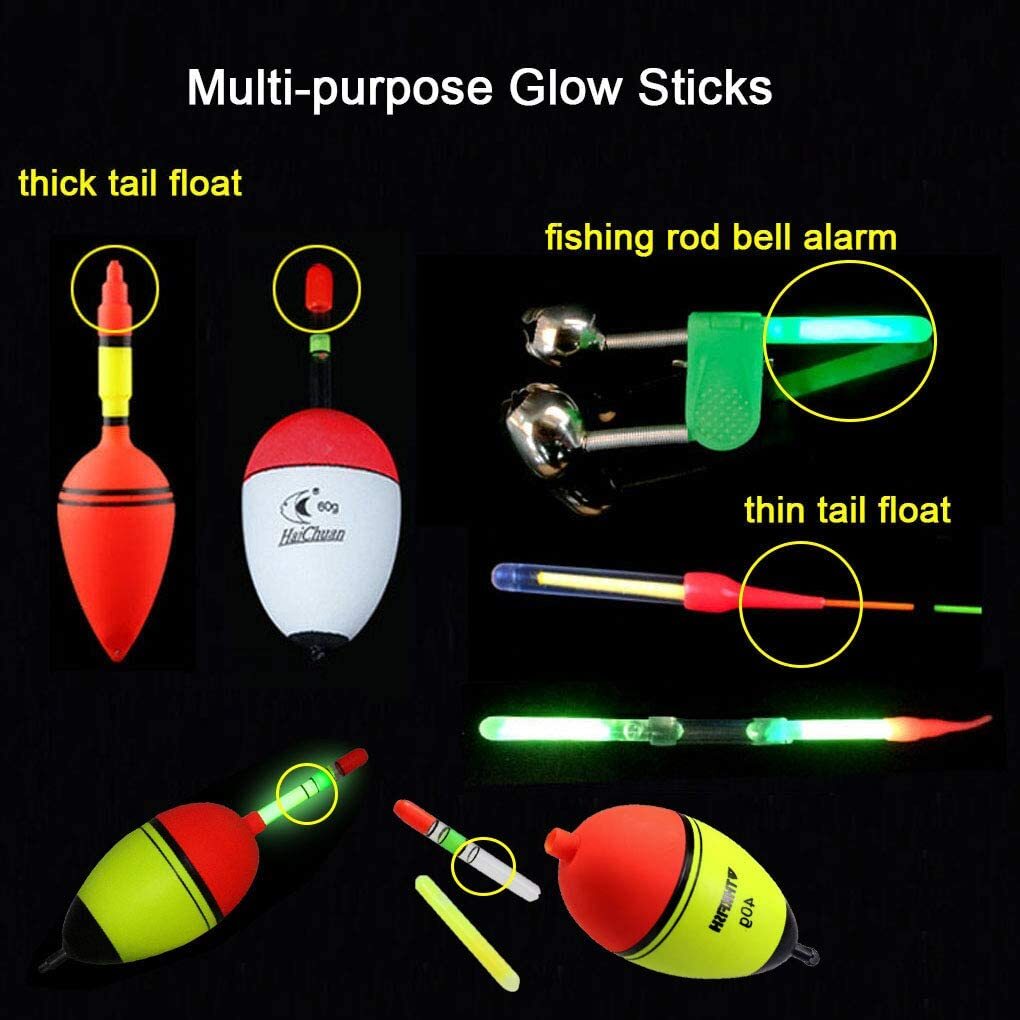 200pcs Fluorescent Glow Stick Fishing Floats Night Light Tackle Assortment
