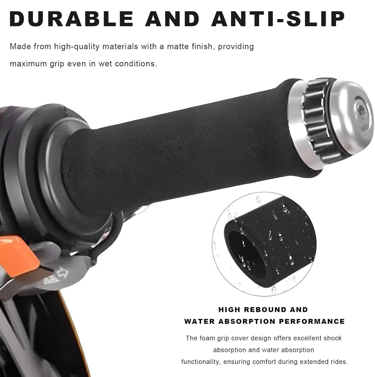 2 PCS Foam Handlebar Grips for Motorcycle Bike Scooter Anti-Slip Comfort