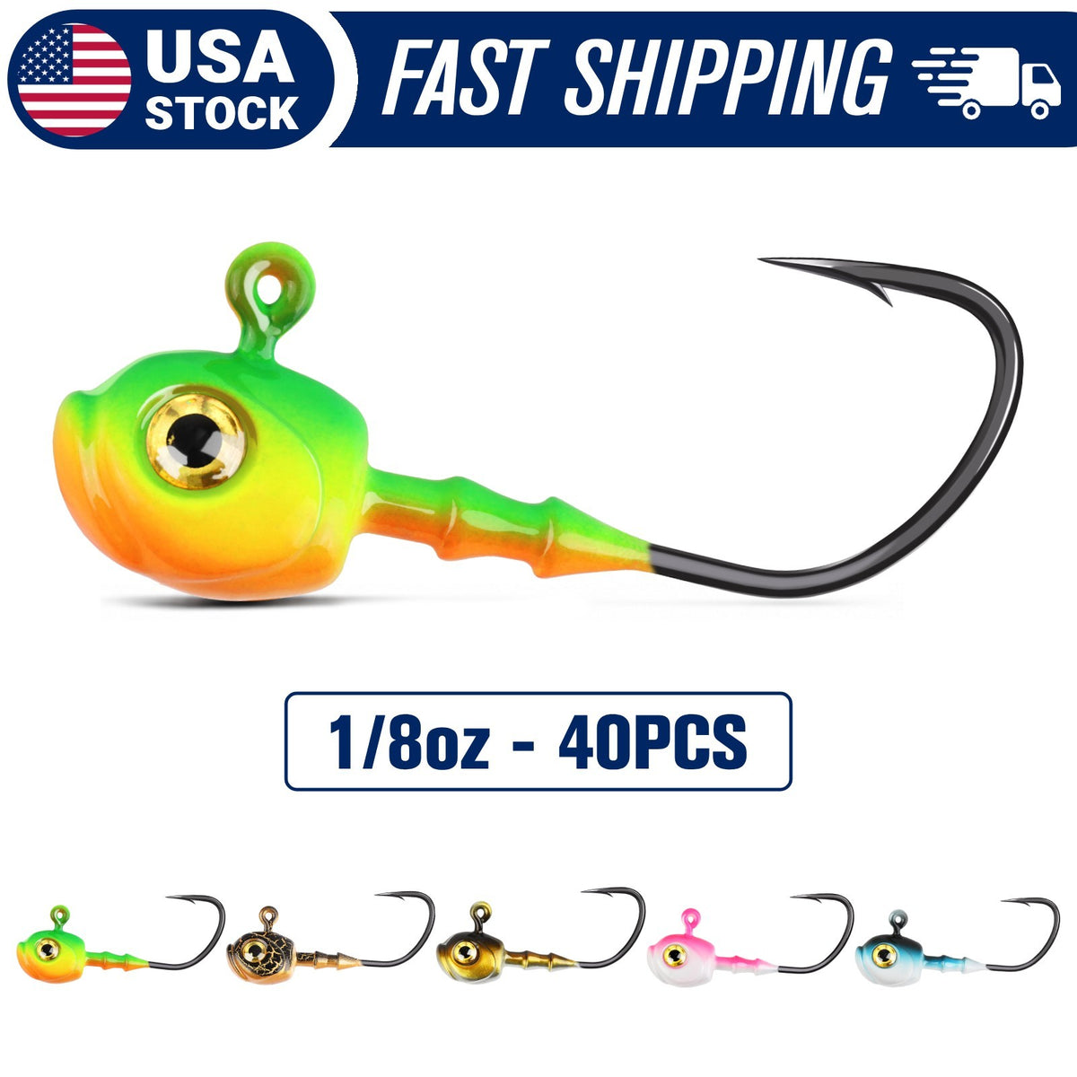 Fishing Jig Heads Kit for Soft Baits 20-40PCS Multiple Weights