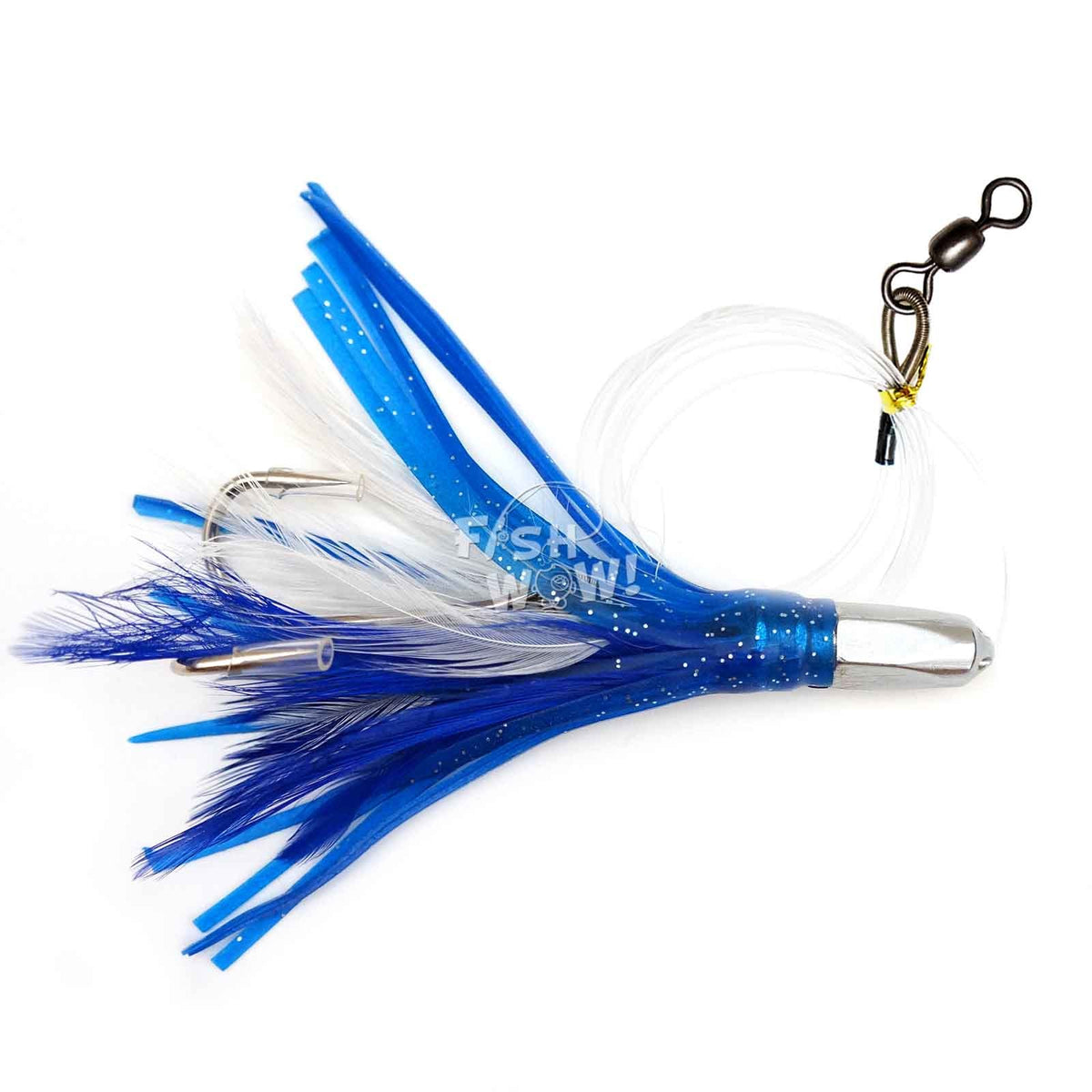 Fish WOW! 4.5-Inch Saltwater Fishing Lure Set with Double Hooks - Blue & White