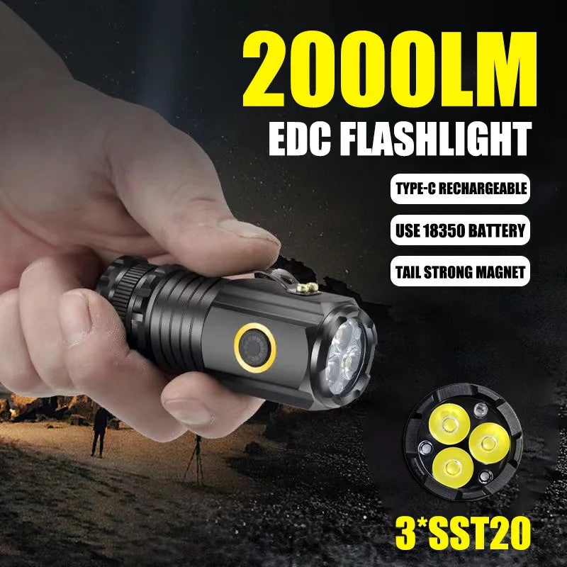 Mini LED Tactical Flashlight USB Rechargeable Handheld Work Light