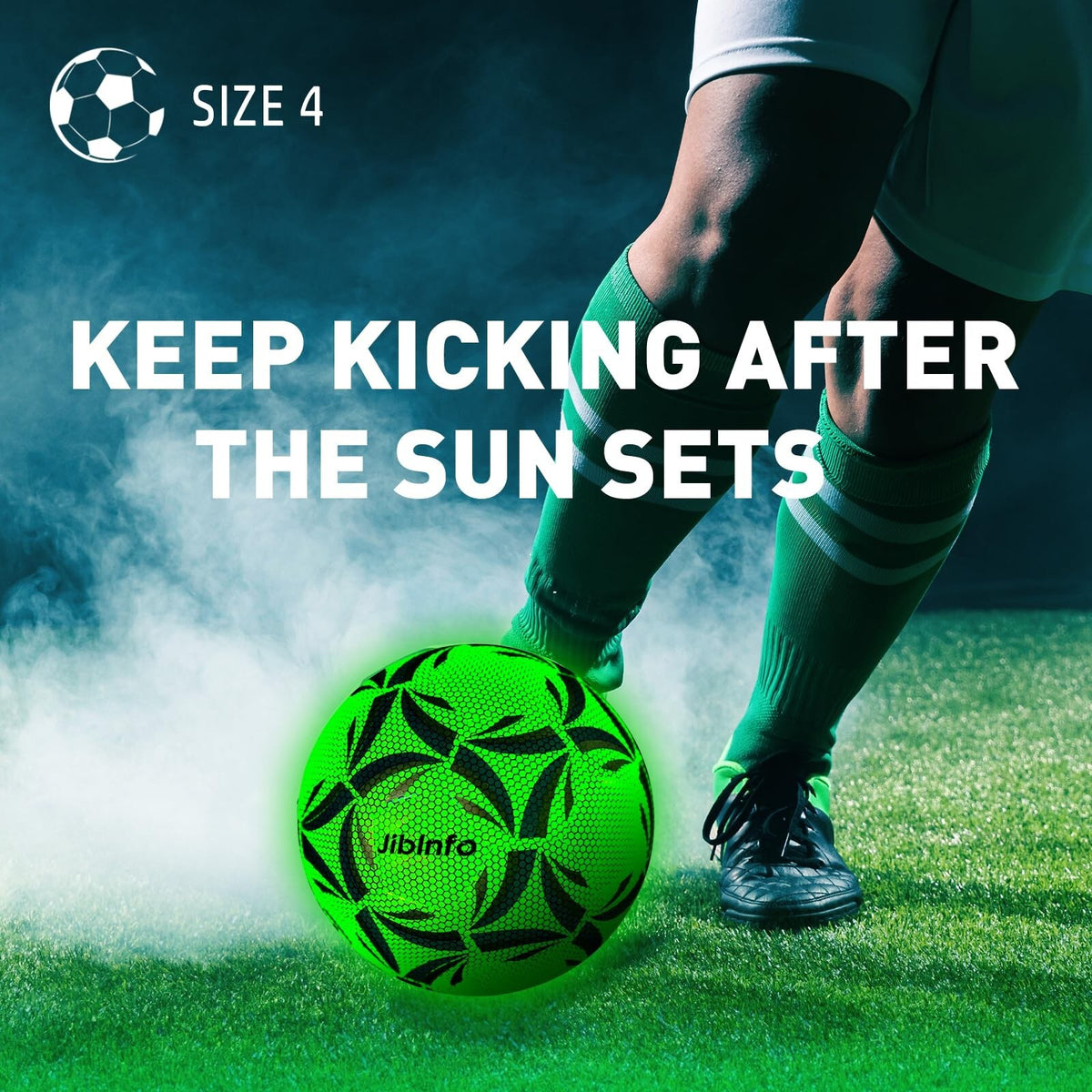 Glow in The Dark Size 4 Soccer Ball - Light Up Luminous Soccer Ball for Indoor & Outdoor Play