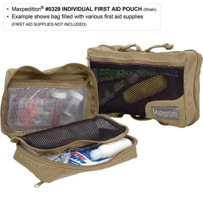 Maxpedition Khaki Nylon First Aid Pouch with Mesh Organizer - Compact Medical Kit