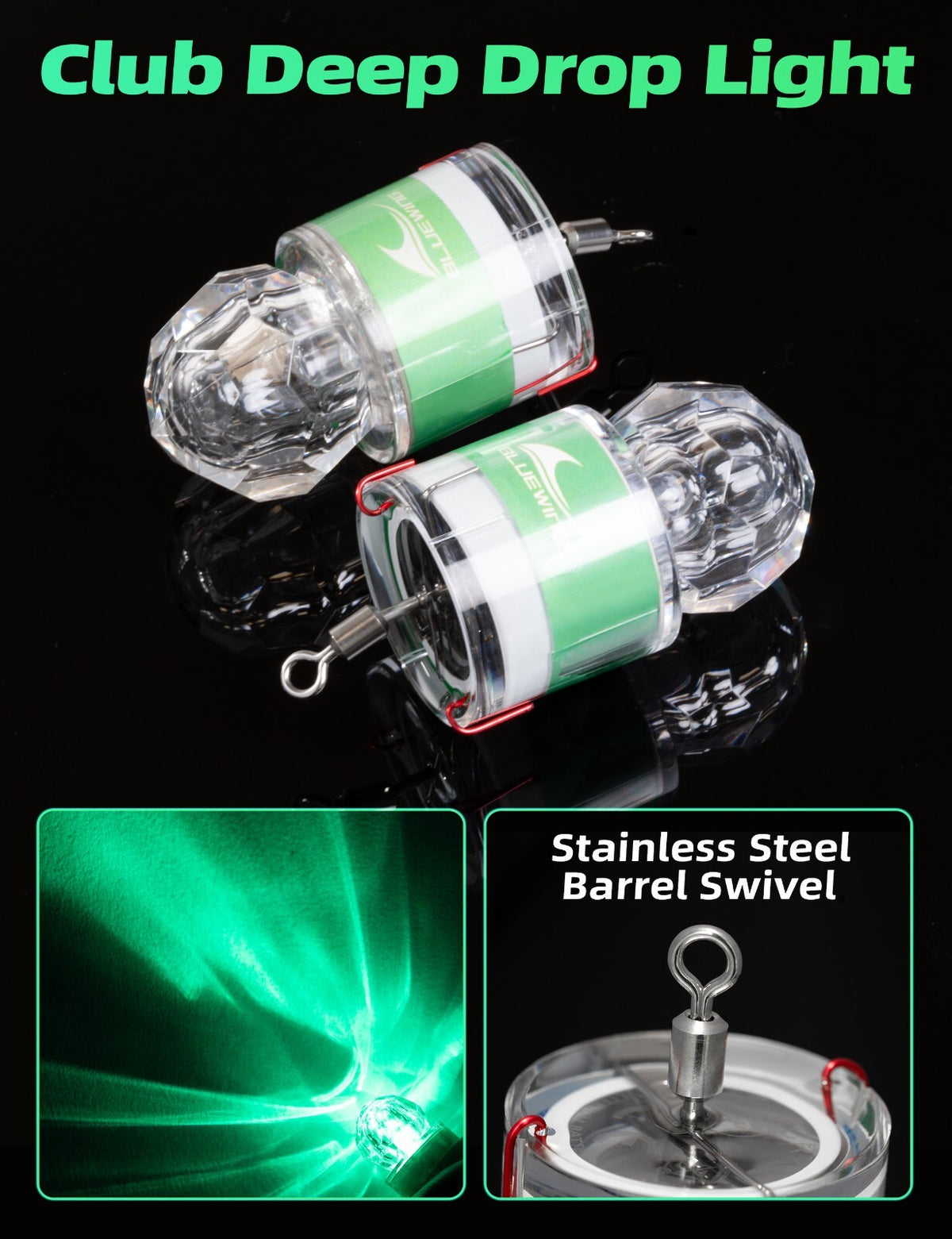 2-Pack Deep Drop Fishing Lights Waterproof LED Submersible Lights for Night Fishing