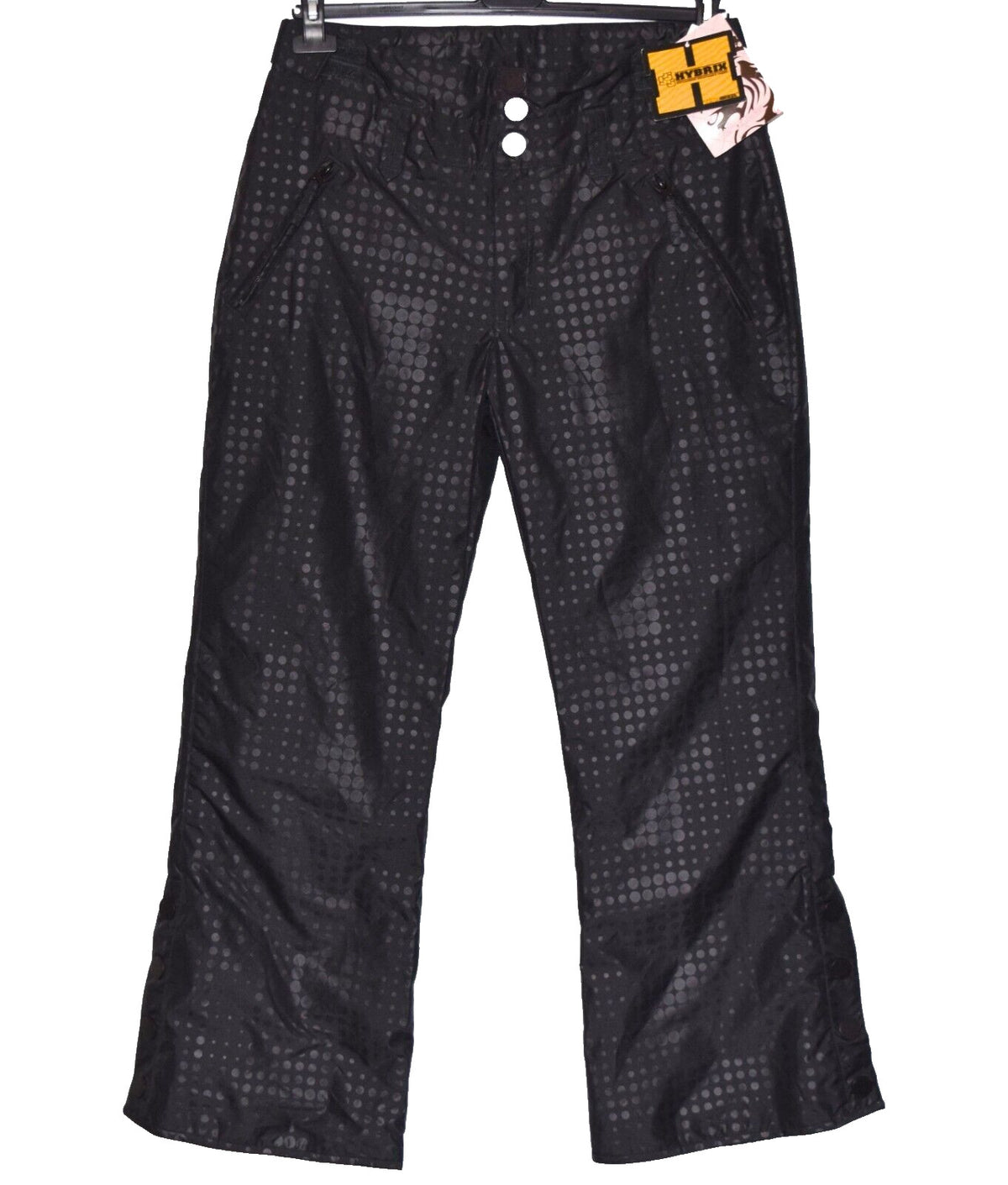 Waterproof Ski Pants for Winter Snow Sports - Black Dot Print, Size L