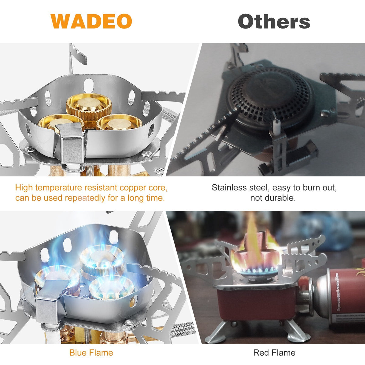 6800W Windproof Camping Gas Stove Kit with 1 LB Propane Tank Adapter