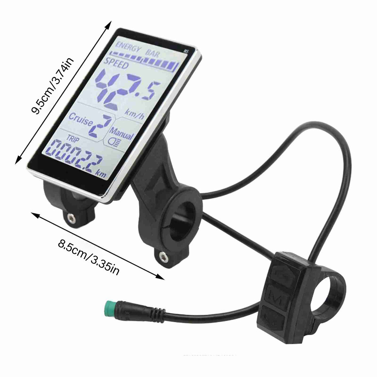 Electric Bike LCD Display 24-60V Speed & Battery Monitor Waterproof