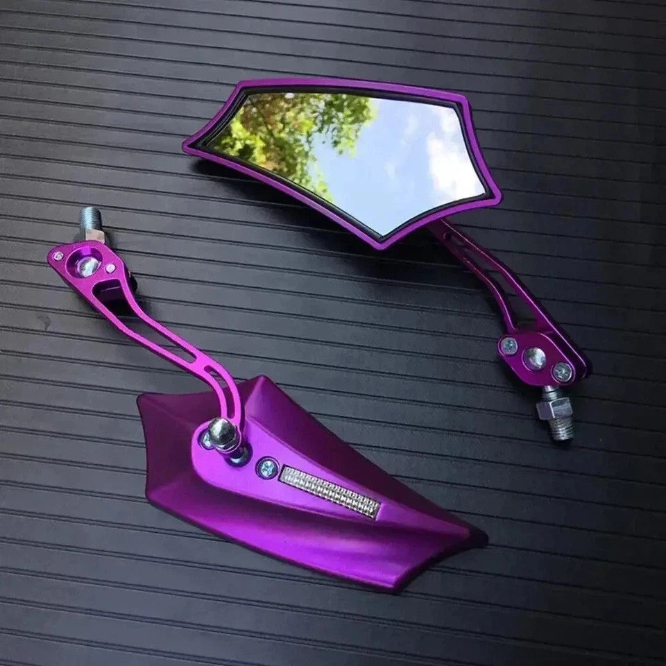 Universal Motorcycle & Bicycle Rearview Mirrors - 8mm & 10mm Fit, Adjustable Side Mirrors