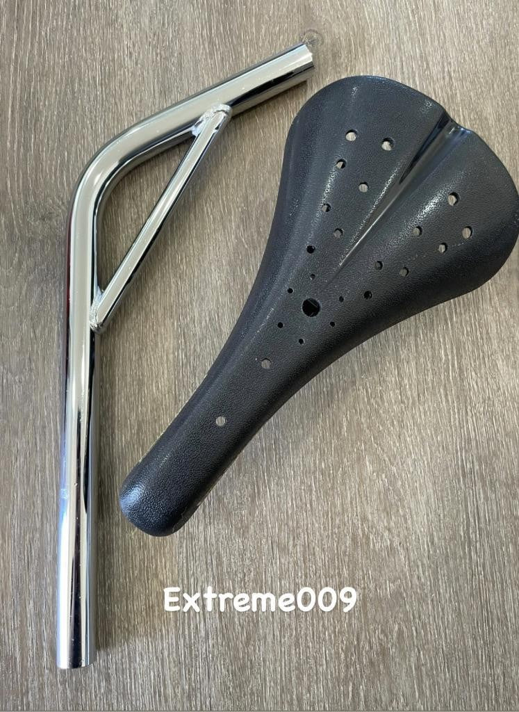 BMX Hard Shell Seat Black with Laid Back Seat Post 22.2mm 7/8