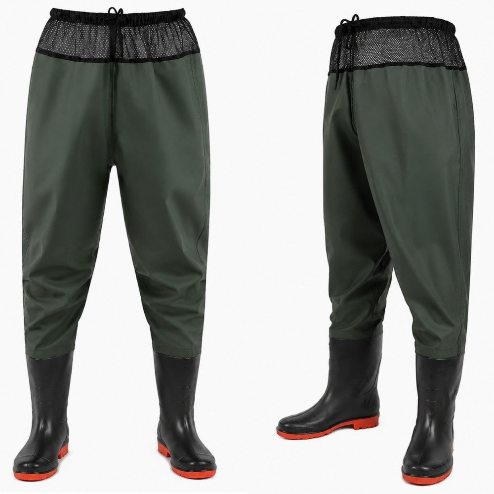 Outdoor Fishing Waders with Built-In Boots Adjustable Waterproof Pants