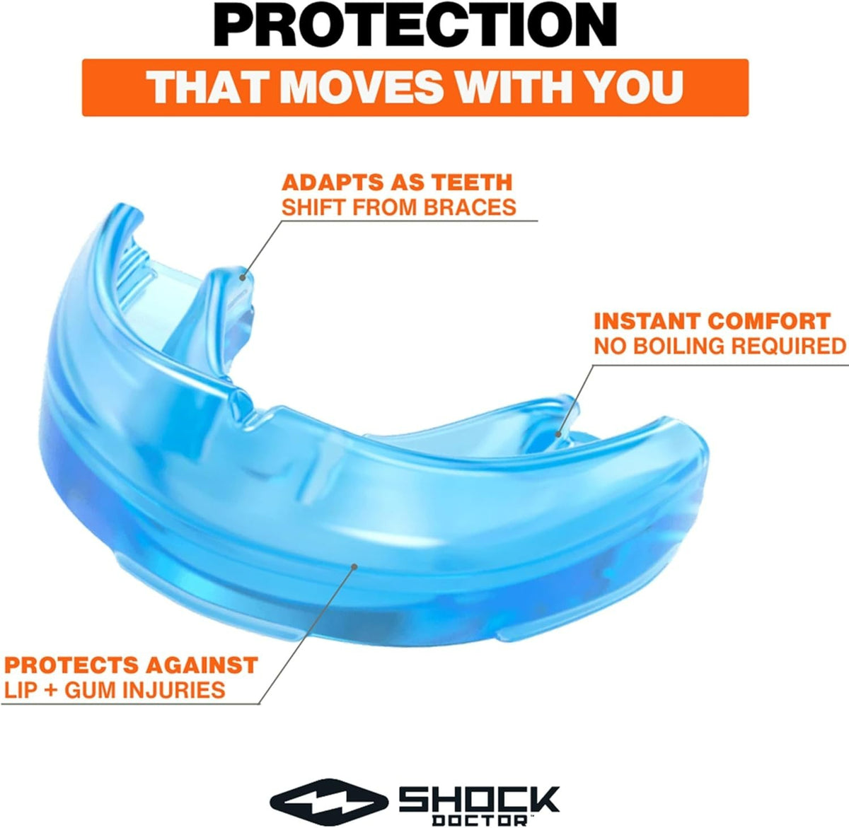 Youth Sports Mouth Guard for Braces - Shock Doctor Blue Orthodontic Protection