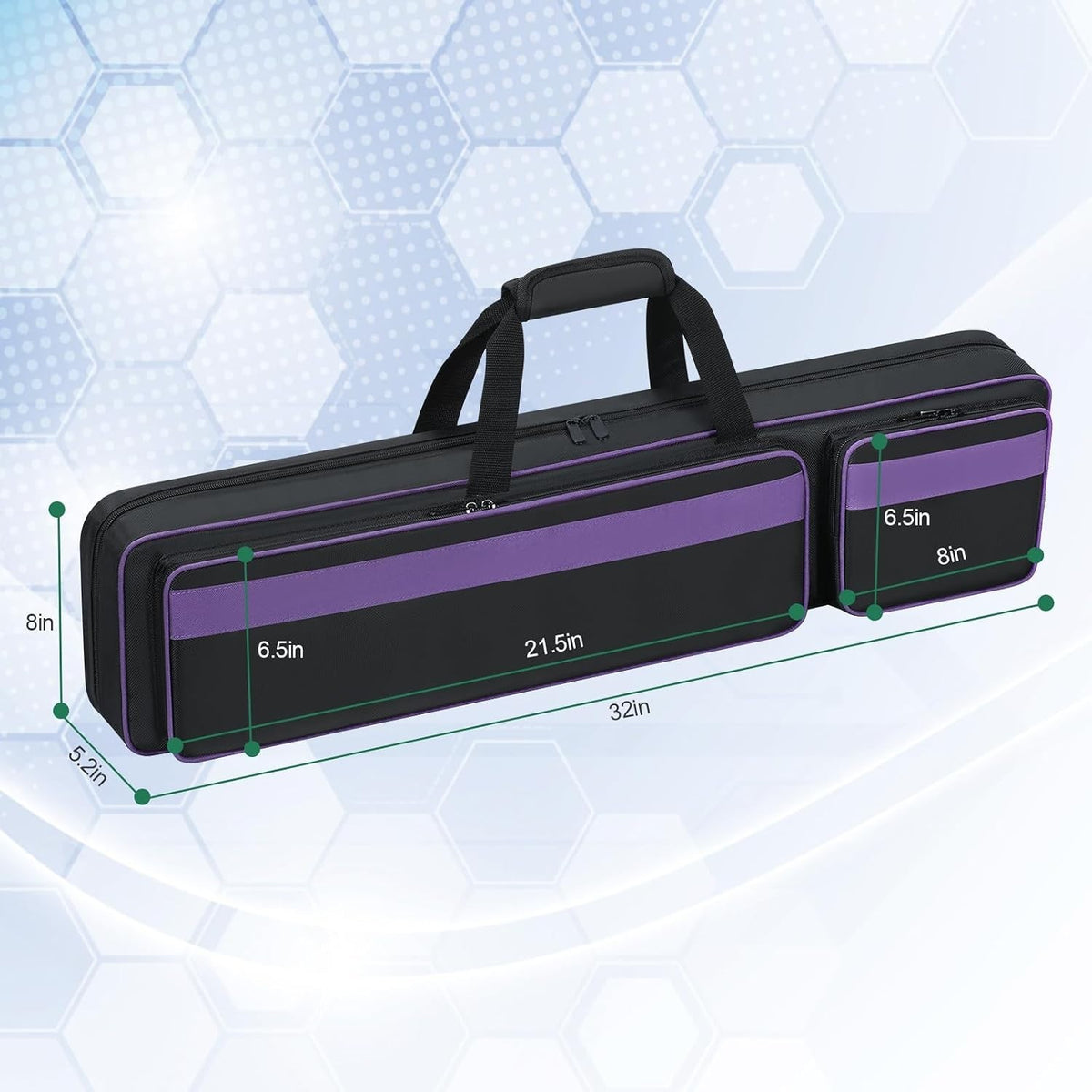 Pool Cue Case 4x5 with 4 Butts & 5 Shafts - Padded Billiard Cue Case with 2 External Pockets