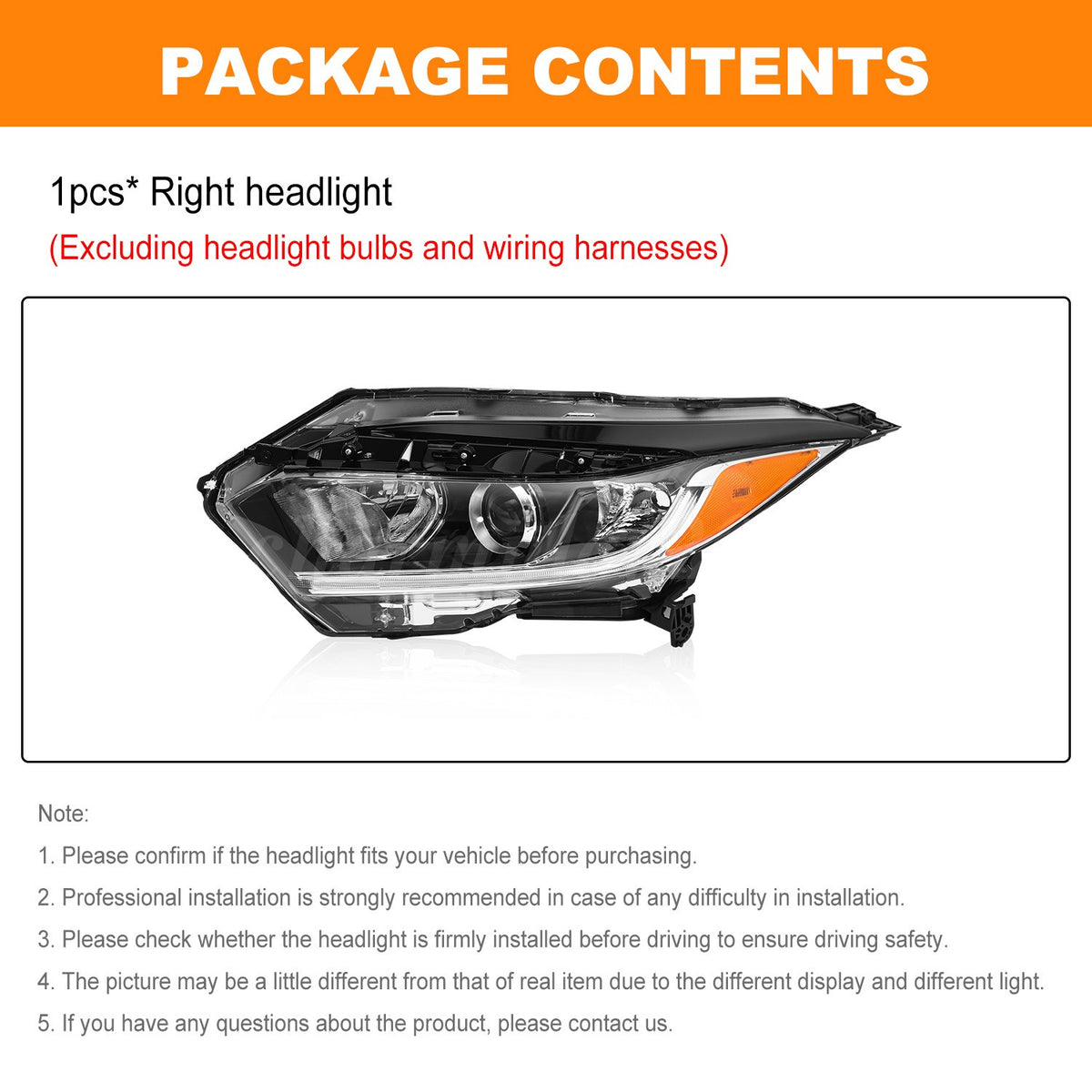 Halogen LED Headlight Assembly for Honda HRV 2019-2022 Left Driver Side