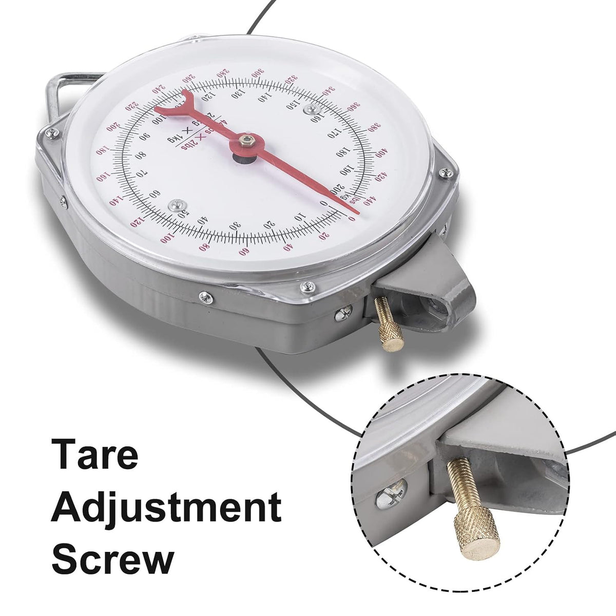 Mechanical Hanging Scale 440Lbs/200Kg Handheld Suspension Scale Gray