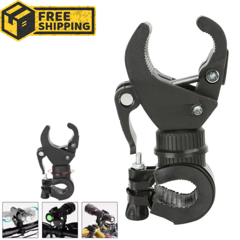 Bike Handlebar Light Mount Clip - 360° Swivel Flashlight Holder Bracket