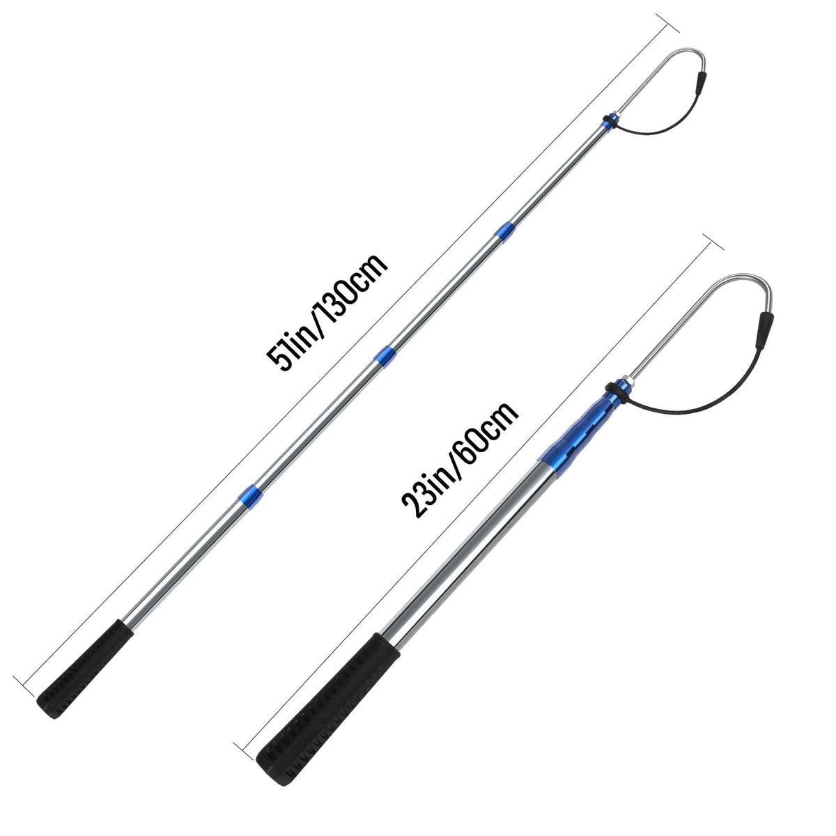 Telescopic Fishing Gaff with Sharp Hook - Stainless Steel, Adjustable Length