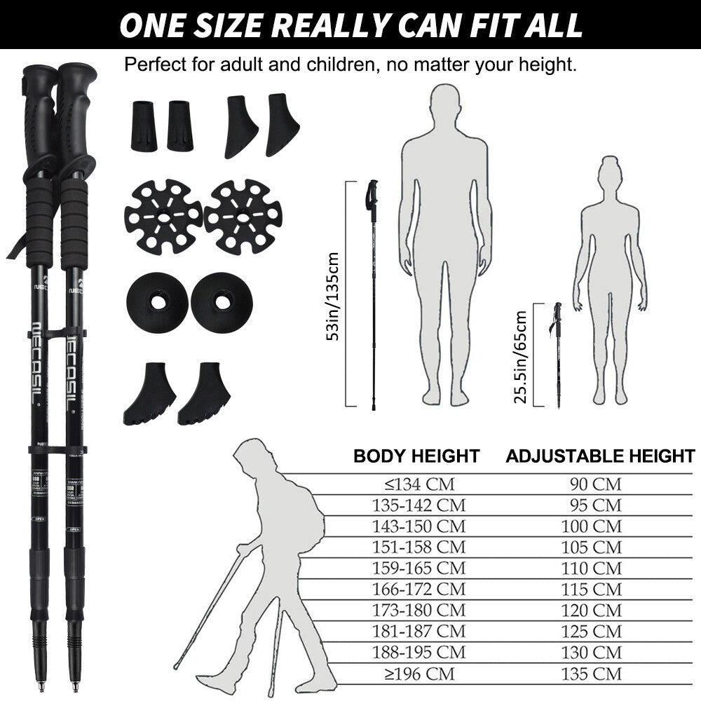 Lightweight Collapsible Hiking Poles with Anti-Shock & Ergonomic Grip