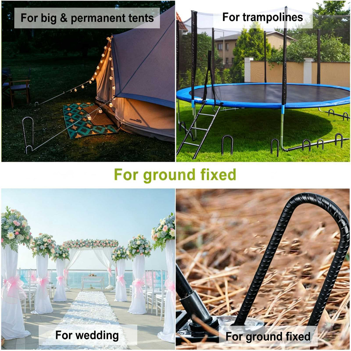 Heavy Duty U-Shaped Ground Stakes 12 Inch for Tent Camping and Outdoor Equipment