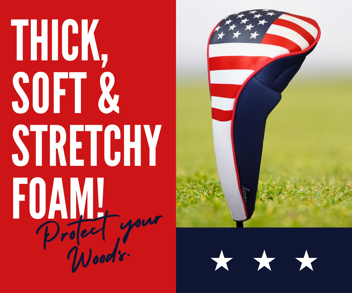 Golf Fairway Wood Headcover with Zipper & Number Tag - Neoprene, Patriotic Design