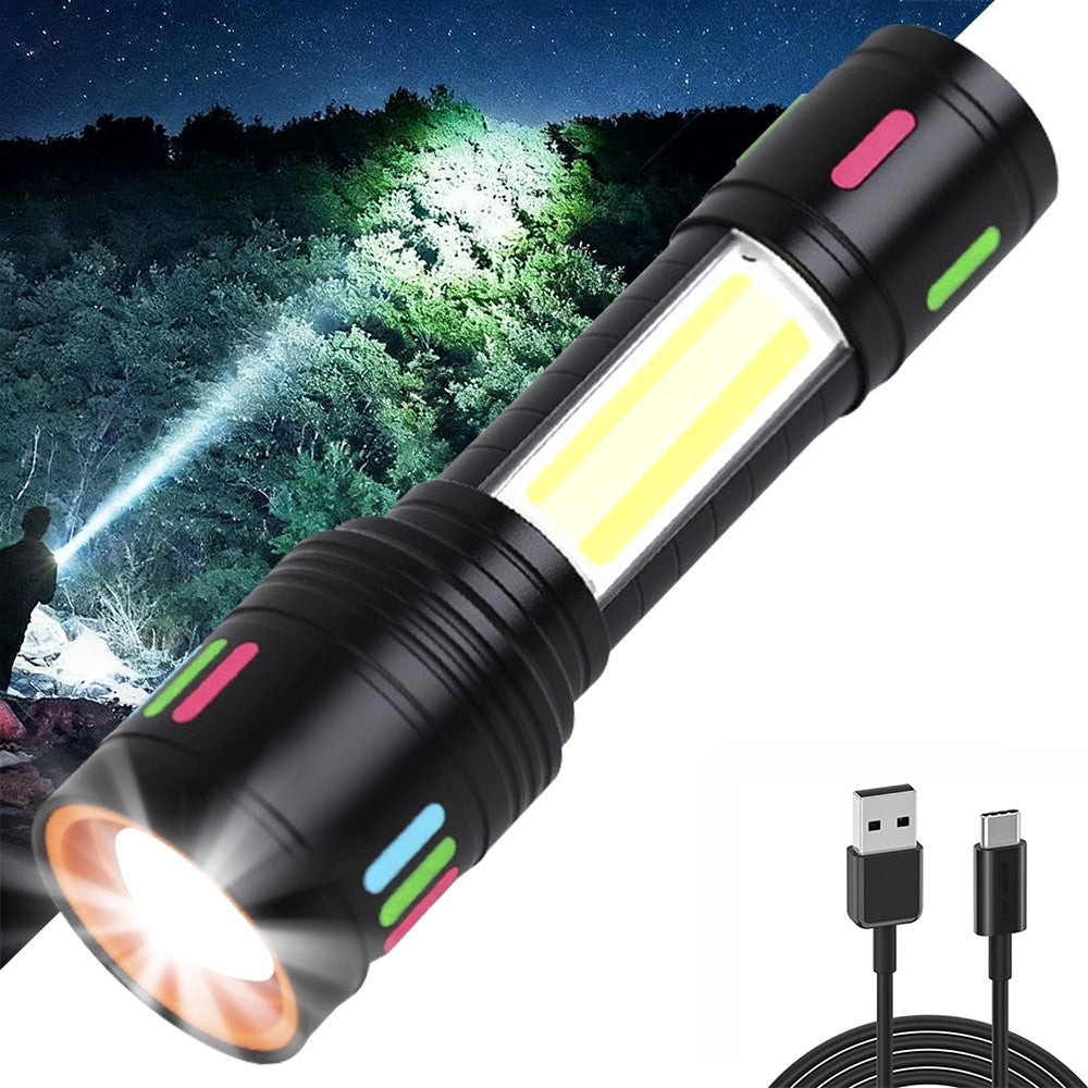 Rechargeable LED Tactical Flashlight 2 Pack Waterproof Emergency Light