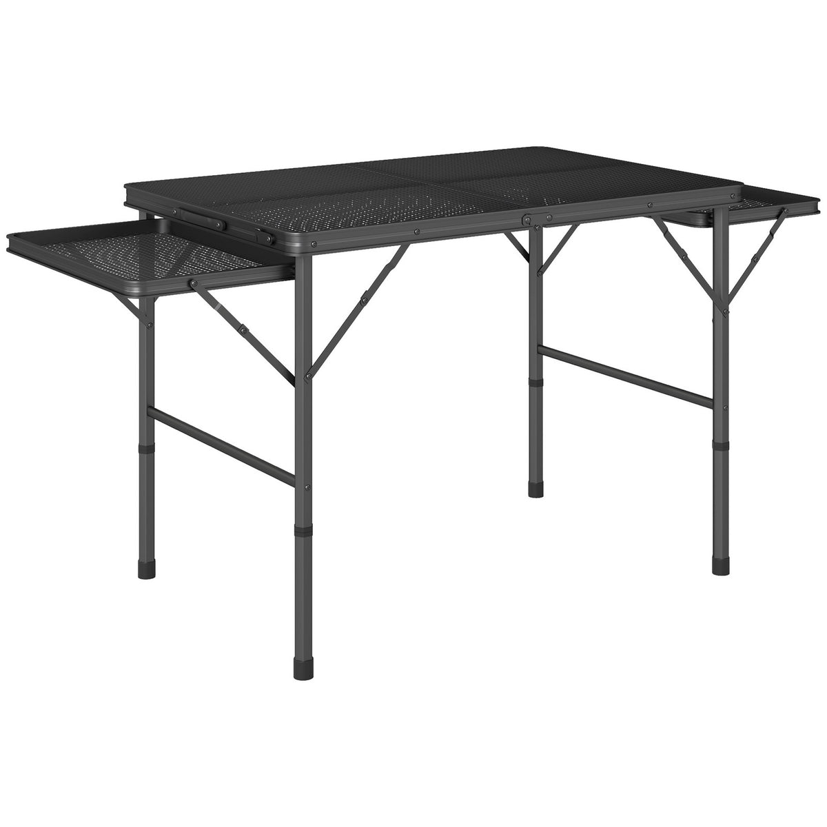Portable Camping Table with Folding Wings - 4.5 ft Adjustable Height Outdoor Dining