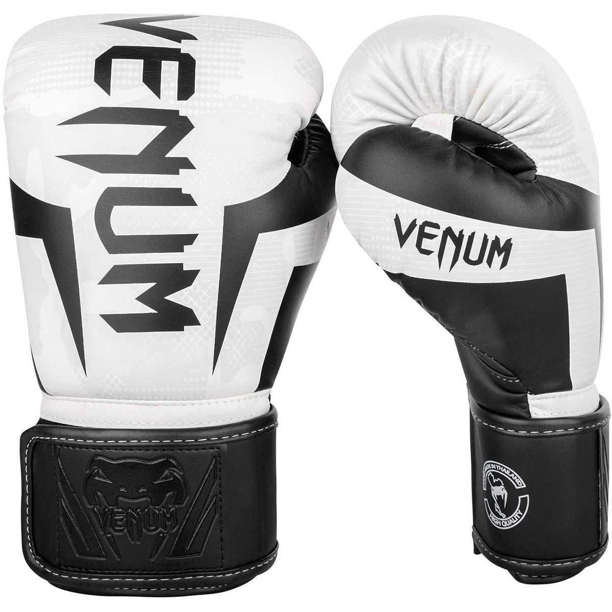 Elite Boxing Gloves with Hook and Loop Closure - White and Camo, Multiple Weights