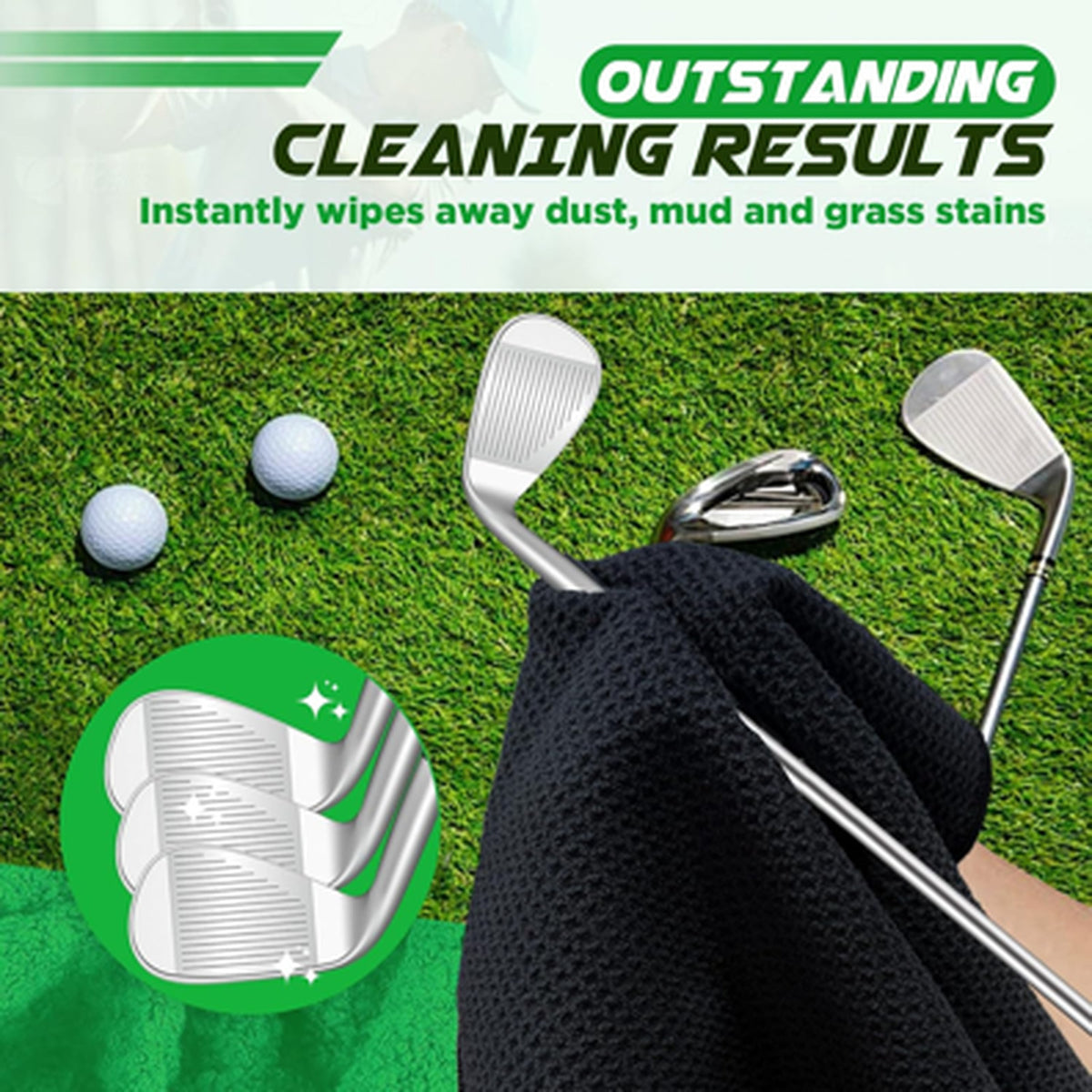 Microfiber Golf Towels 3 Pack 16x16 Inch Waffle Pattern for Club & Ball Cleaning