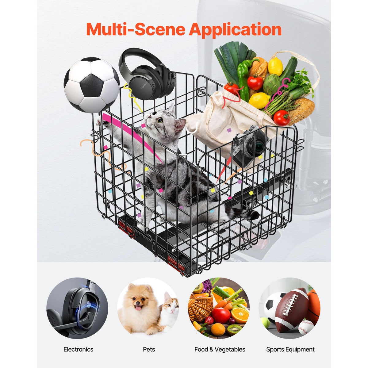 Mobility Scooter Rear Basket Folding Cargo Basket 33 lbs Capacity