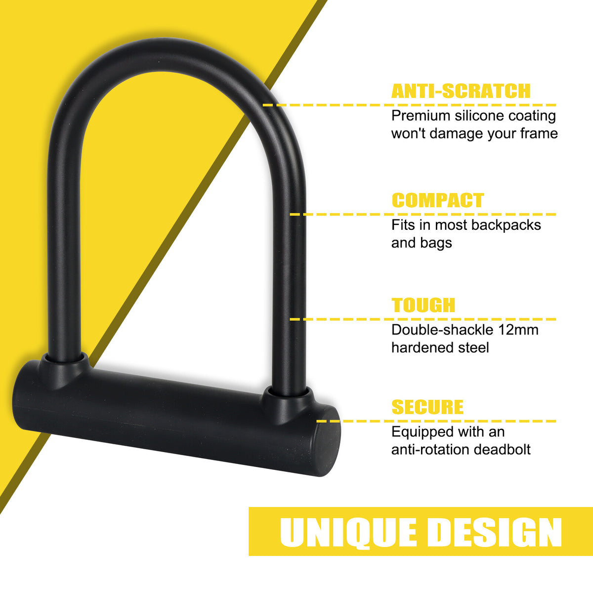 Heavy Duty Bike U Lock with 4ft Steel Cable Anti-Theft Bicycle Lock Alloy