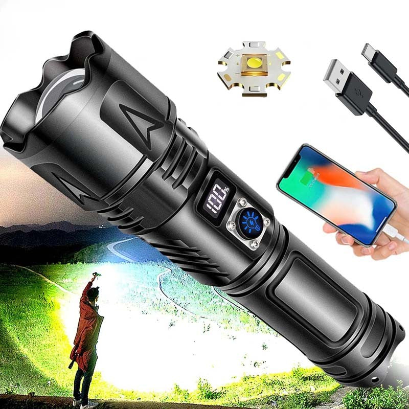 High Power Rechargeable LED Flashlight 9900000LM Waterproof Long Range Camping Light