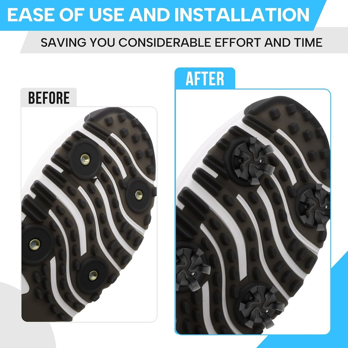 Golf Shoe Spikes Replacement Set Black TPU Metal 6mm Threaded Cleats Kit