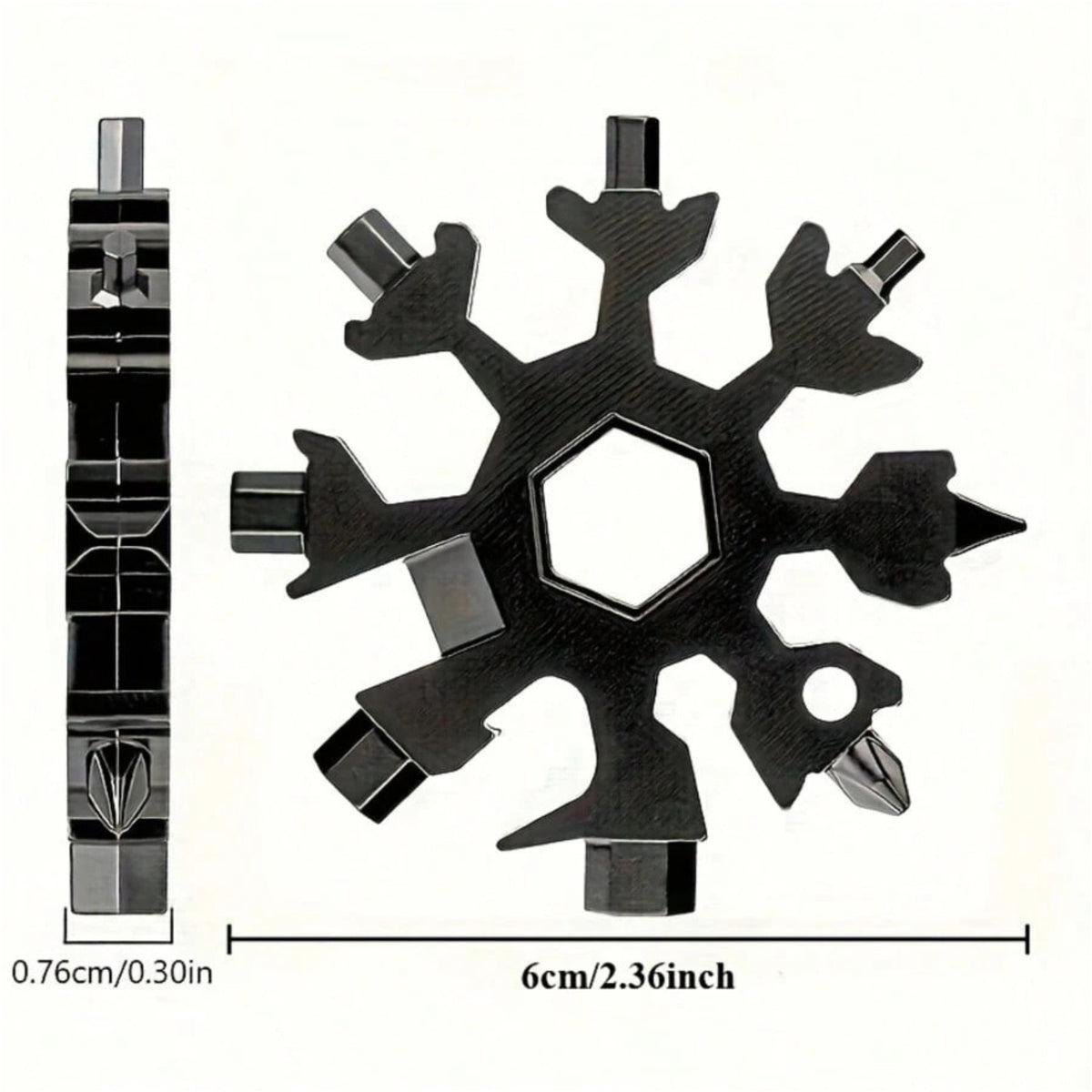 18-in-1 Snowflake Multi-Tool Wrench Screwdriver Keychain Set - Alloy Steel