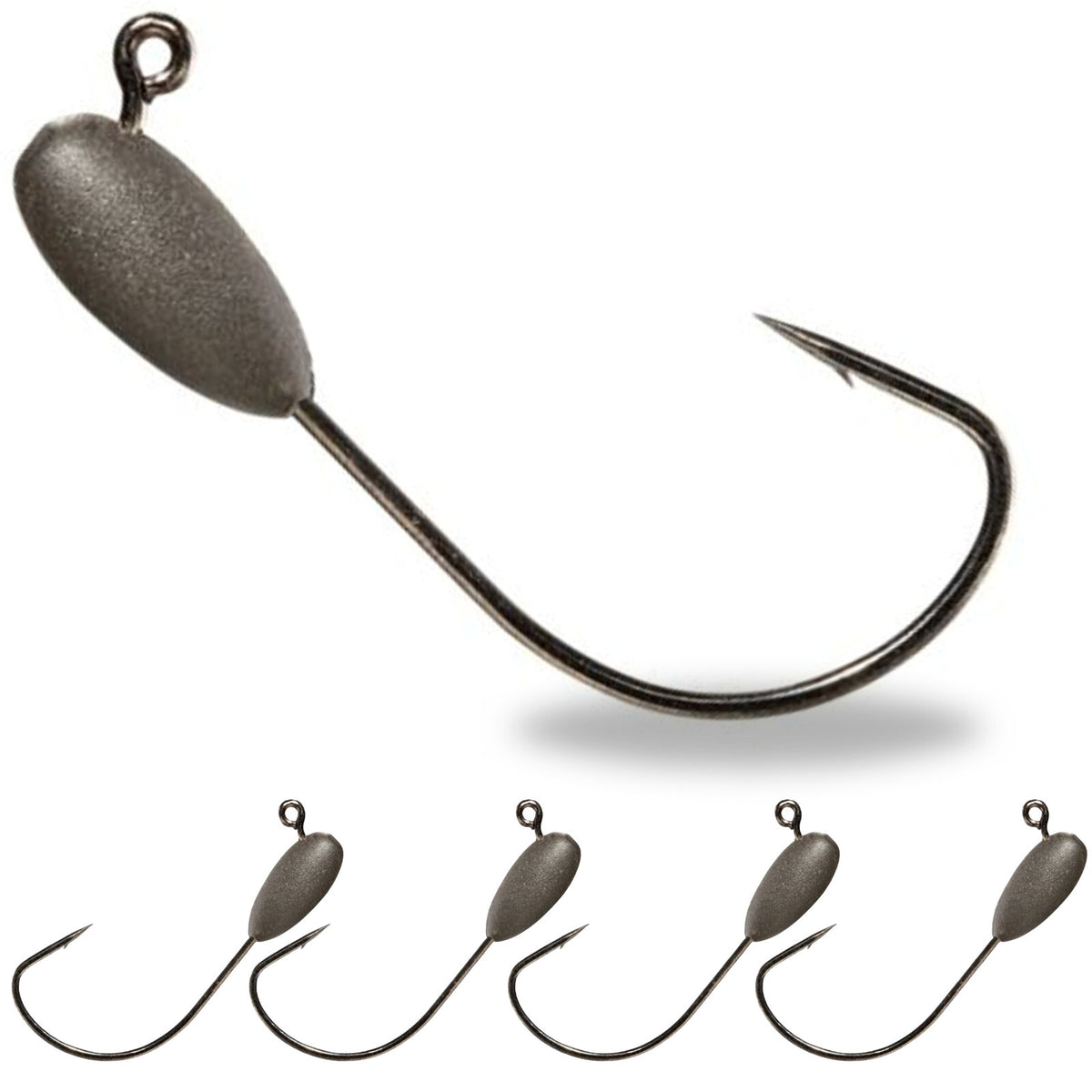 Reaction Tackle Tungsten Tube Jig Heads 5-Pack for Bass Fishing - Multiple Weights