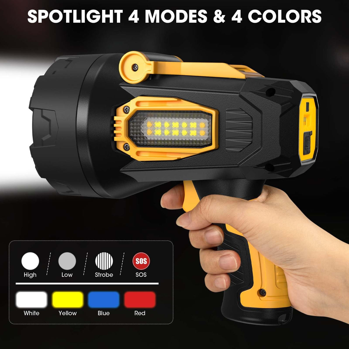 Rechargeable 2,000,000 Lumens LED Spotlight for Camping and Outdoor Use