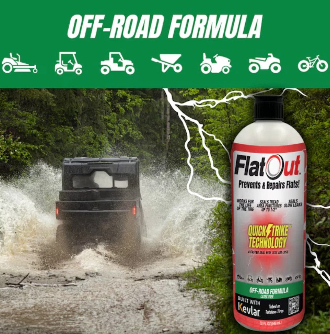 Off-Road Tire Sealant for ATV UTV Puncture Repair 32oz - QuickStrike Technology