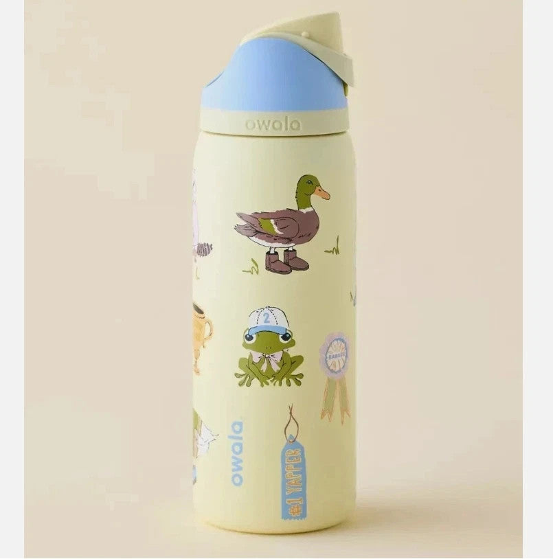 24oz Stainless Steel Water Bottle with Straw - Party Animals Design
