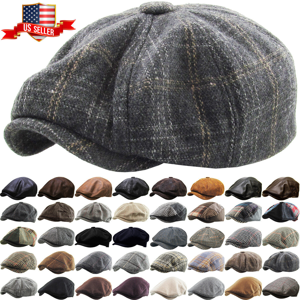 Men's Ivy Cap Golf Driving Flat Newsboy Cabbie Winter Hat