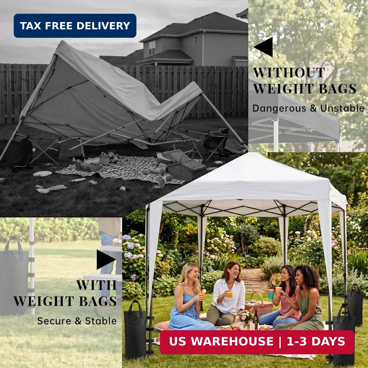 Heavy Duty Canopy Sand Bags - 8 Pack, 240LB Wind Stabilizer Weights