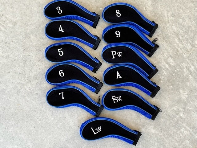 Golf Iron Head Covers 11-Piece Set for Left & Right Handed Clubs Black/Blue