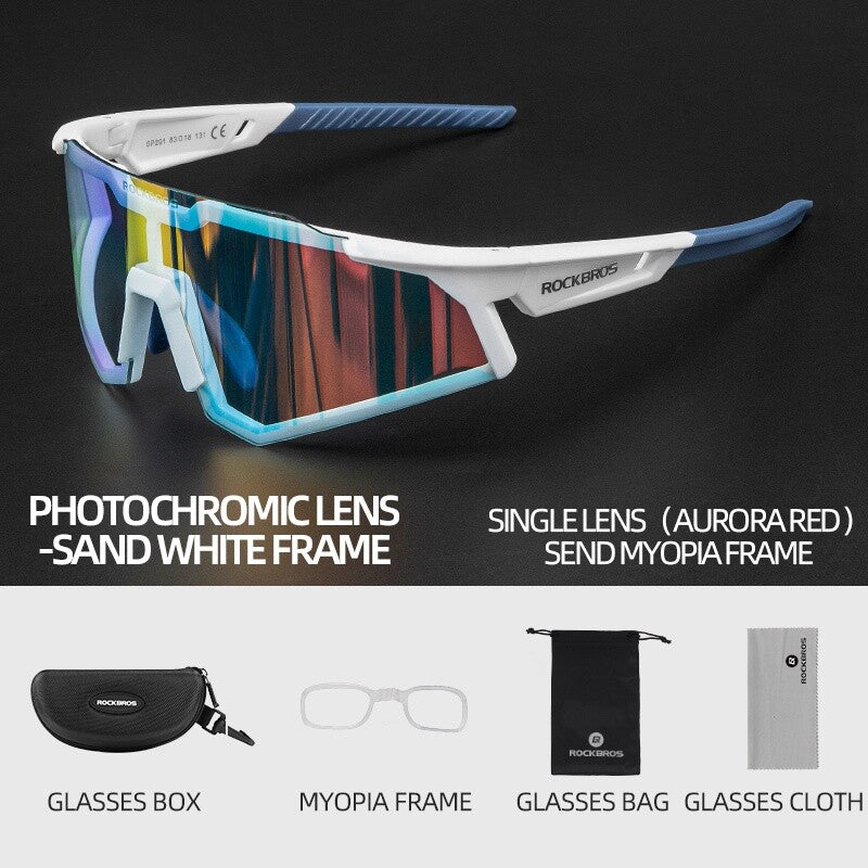Cycling Goggle with Photochromic & Polarized Lenses for Road & Mountain Biking