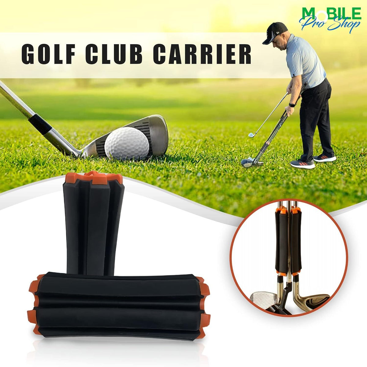 Golf Club Carrier – Lightweight Durable Holds 6 Clubs with Carry Handle