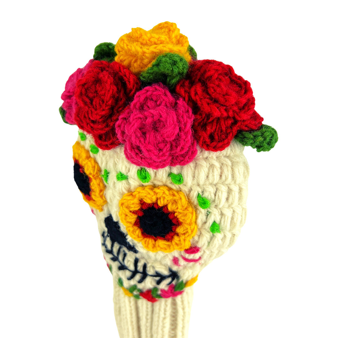 Golf Driver Headcover Knit Wool Skull Design Water & Stain Resistant Fits 460cc