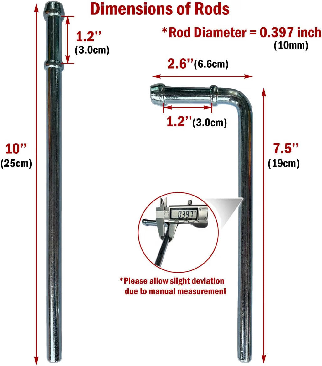 Heavy Duty Weld On Exhaust Hanger Bracket Rod Set - 8 Pieces, 10mm