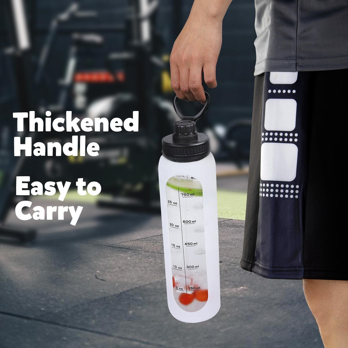32oz Glass Water Bottle with Silicone Sleeve & Time Marker